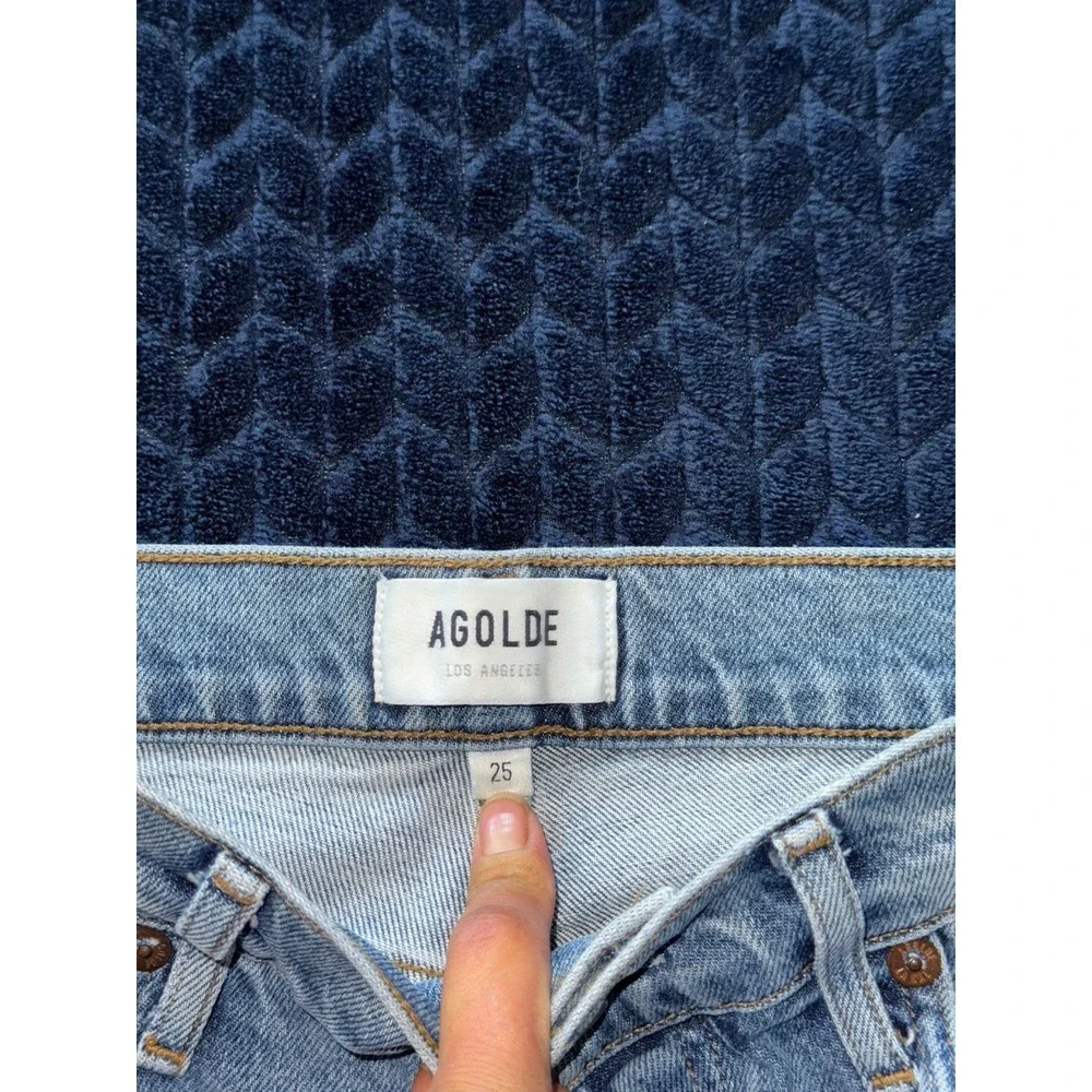 AGOLDE Women's Blue Denim Distressed Jean Ankle Button‎ Fly Size 25